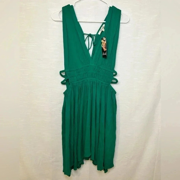 BLUSH Ruched Waist Plunge Mini Dress - Picture 2 of 10